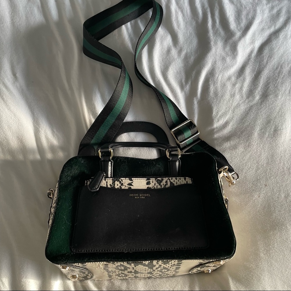 Henri bendel calf hair satchel with snakeskin